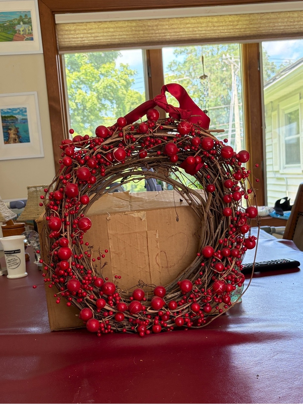 Red Berry Holiday Wreath - Decorative Home Holiday Accent